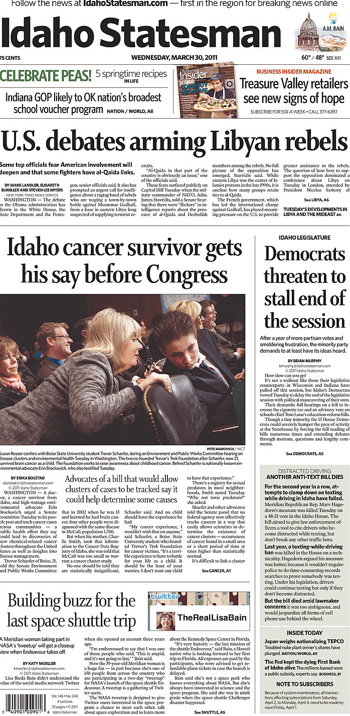 Idaho Cancer Survivor Gets His Say Before Congress (IDAHO STATESMAN)